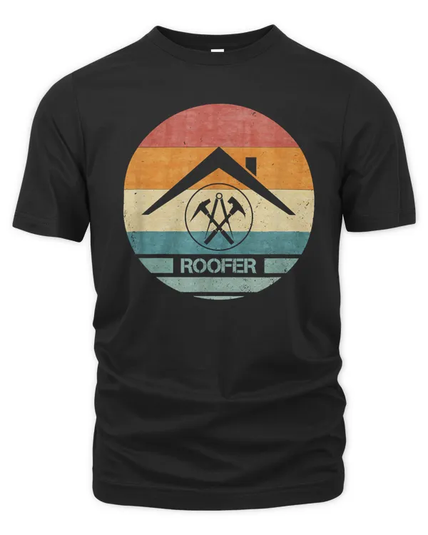 Vintage Retro Proud Roofer Roofing Silhouette Sunset Funny T-Shirt