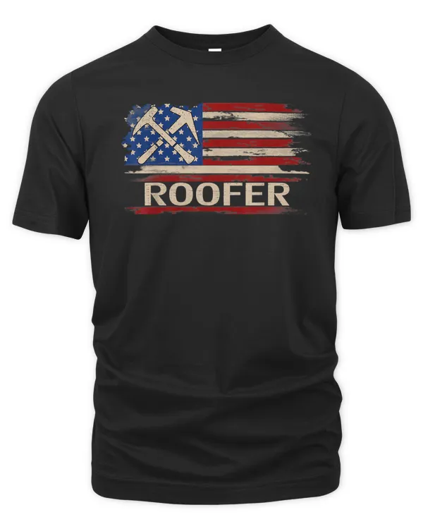 Vintage Roofer American Flag Gift T-Shirt