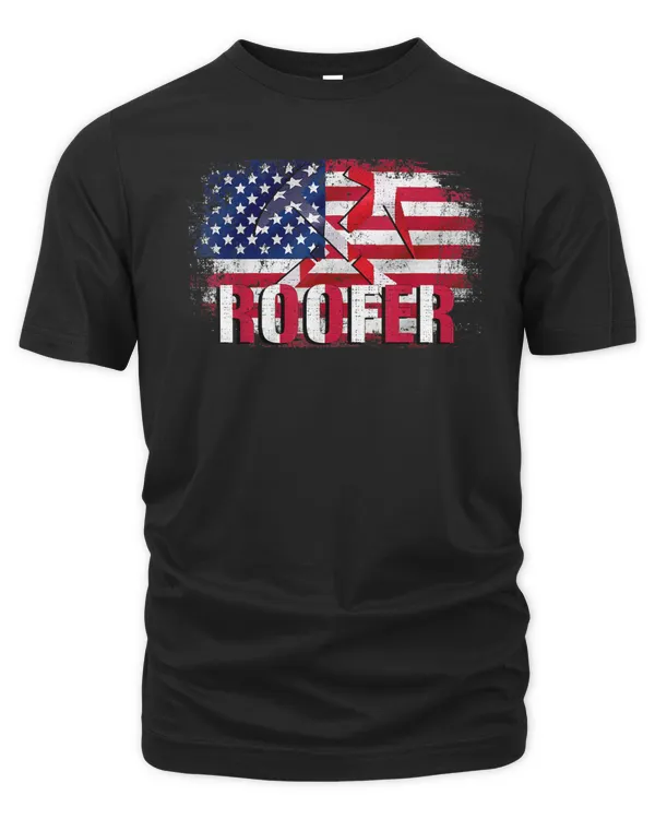 Vintage Roofer With American Flag Gift For Roofing T-Shirt
