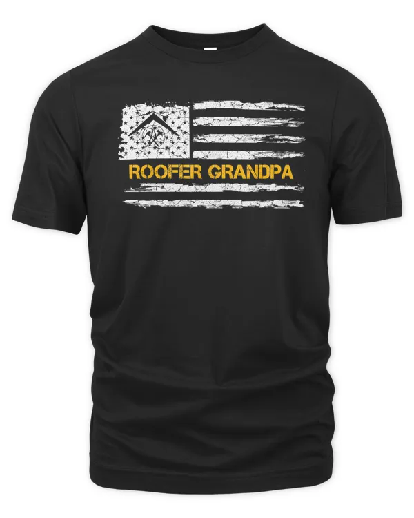 Vintage USA American Flag Roofer Grandpa Roofing Silhouette T-Shirt