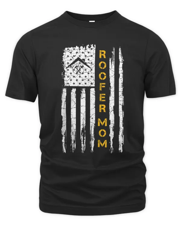 Vintage USA American Flag Roofer Mom Roofing Silhouette Gift T-Shirt