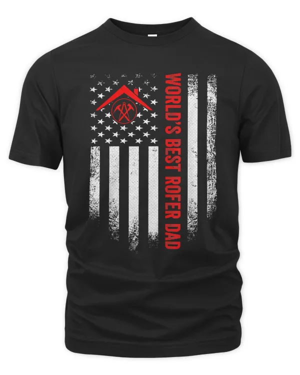Vintage USA American Flag World's Best Roofer Dad Funny Gift T-Shirt