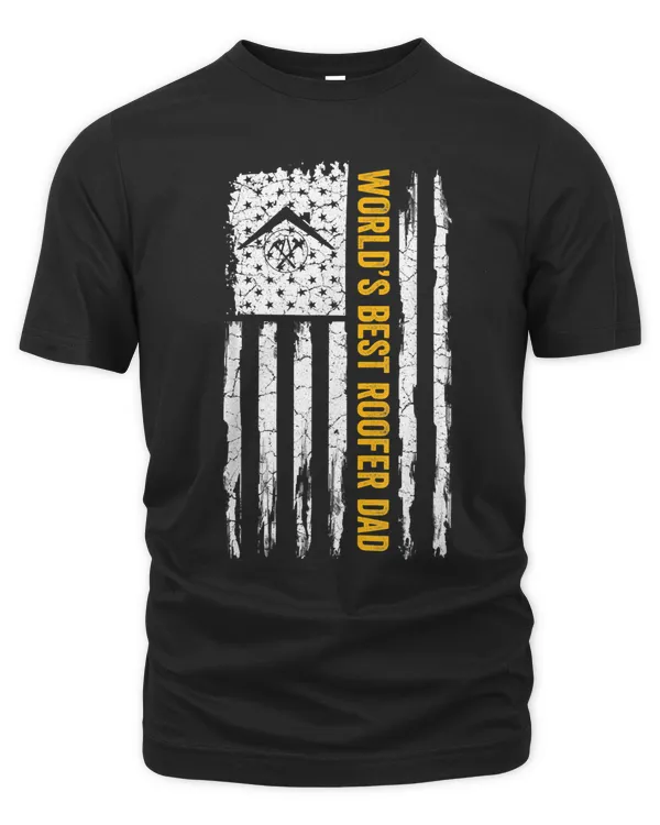 Vintage USA American Flag World's Best Roofer Dad Roofing T-Shirt