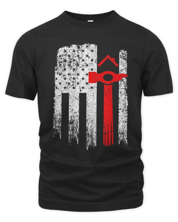 Vintage USA Red White - Roofer American Flag Tee T-Shirt