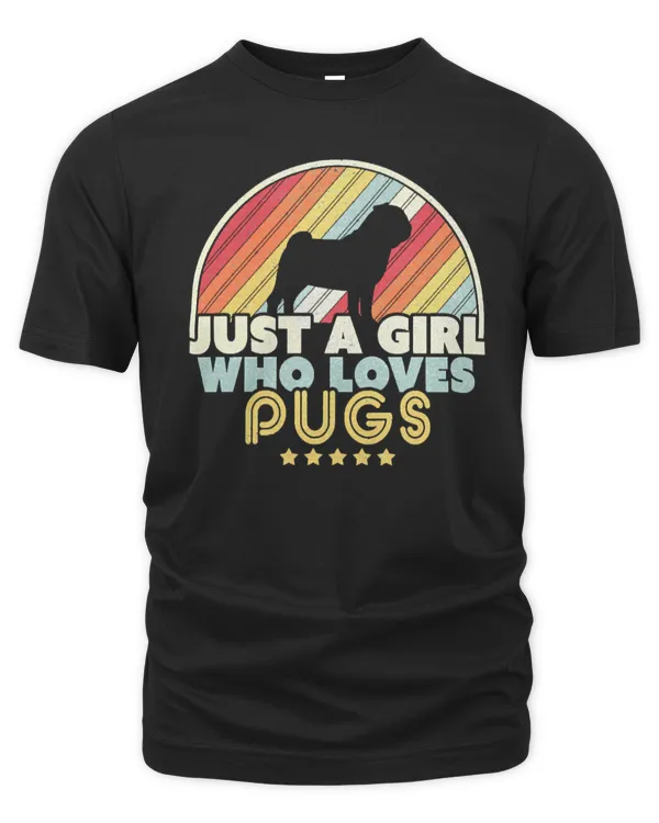 Dog Pug Design Retro Just A Girl Who Loves Pugs Print 597 paws