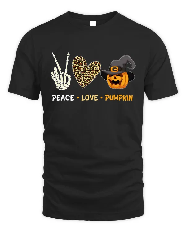 Peace Love Pumpkin Shirt - Horrible T-Shirt - Halloween Pumpkin Outfit - Funny Skeleton Shirt