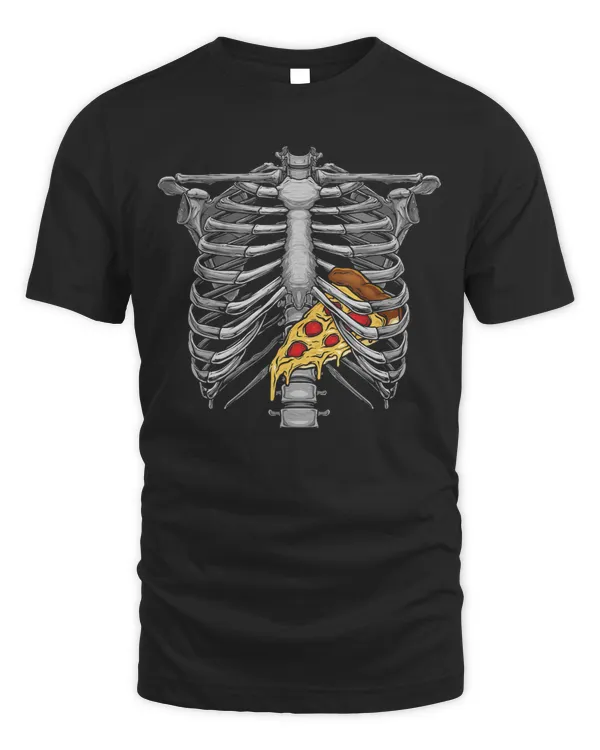 Halloween DIY Skeleton Rib Cage Pizza Costume T-Shirt
