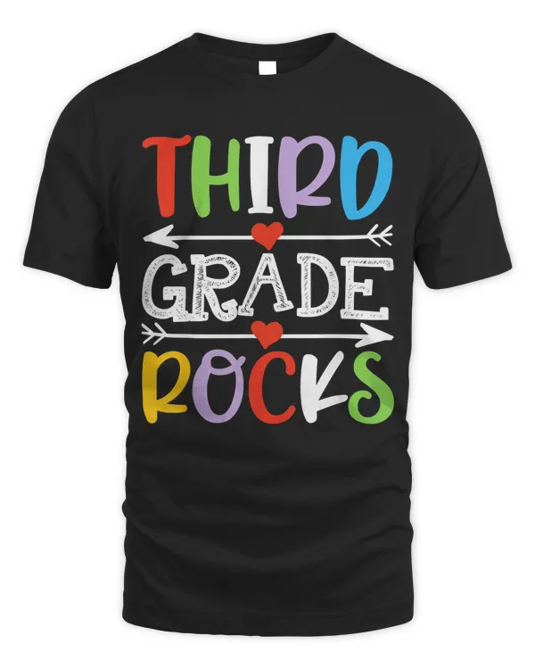 3rd Grade Rocks Funny Back to School Third Grade Teacher T-Shirt