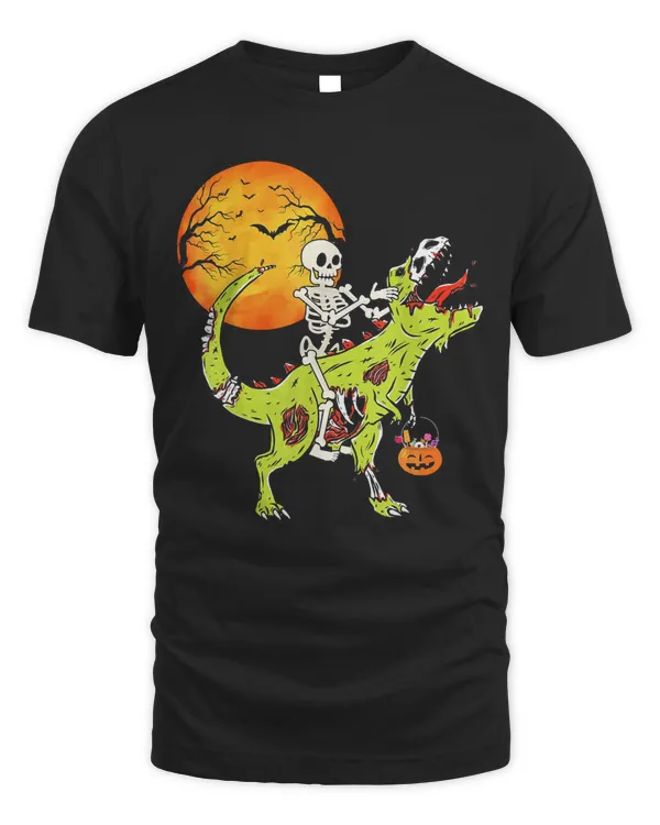 Halloween Dinosaur Zombie T Rex Skeleton Boys Toddler Kids T-Shirt