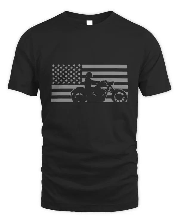 American Flag Biker Motorcycle T-Shirt