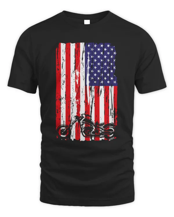 American Flag Motorcycle TShirt Biker Riding Motocross Gift Long Sleeve T-Shirt