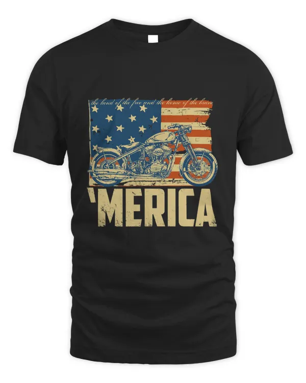 Biker shirt 'Merica American flag with motorcycle