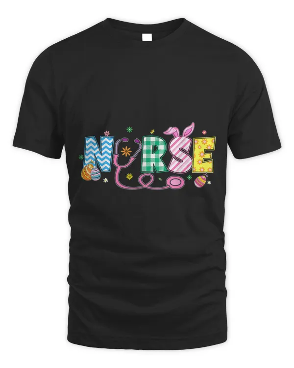 Bunny Nurse Stethoscope Funny Egg Easter Day Floral Women T-Shirt