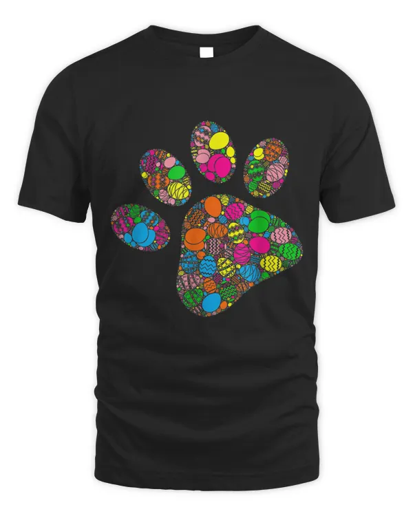 Colorful Egg Dog Paw Gift For Women Men Kids - Easter Day T-Shirt