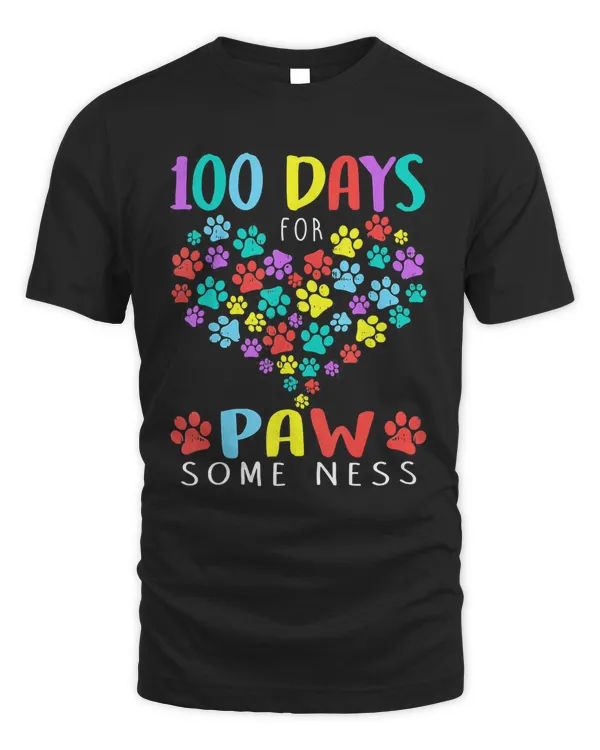 Dog Paw 100 Days of School Animal T-Shirt