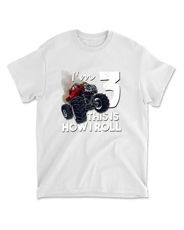 3th Birthday T Shirt Boy Monster Truck 3 Years Old Gift