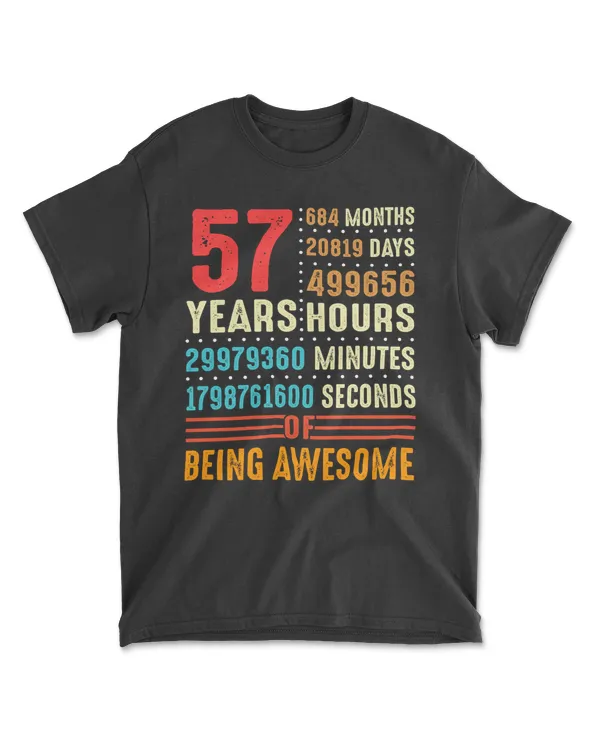 57 Years Old 57th Birthday Vintage Retro T Shirt