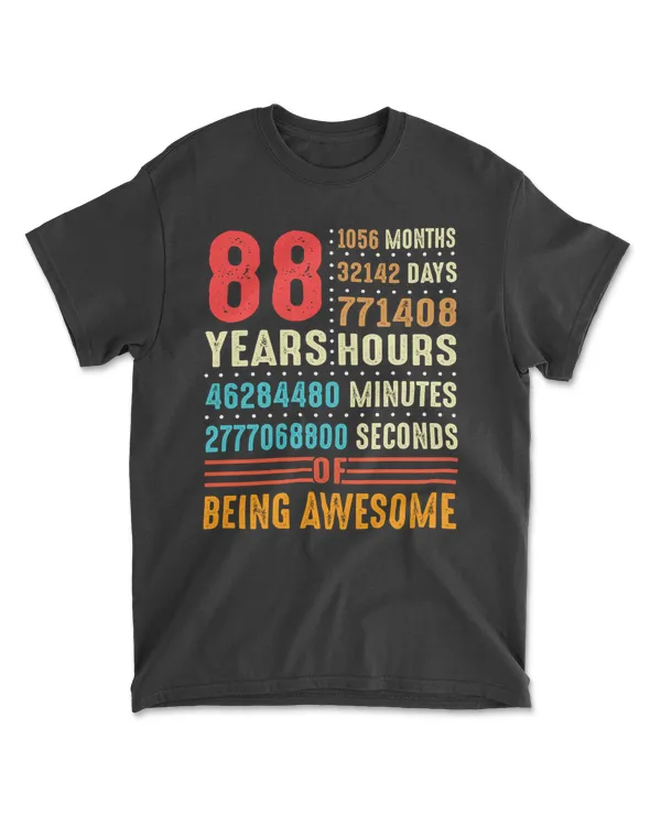88 Years Old 88th Birthday Vintage Retro T Shirt