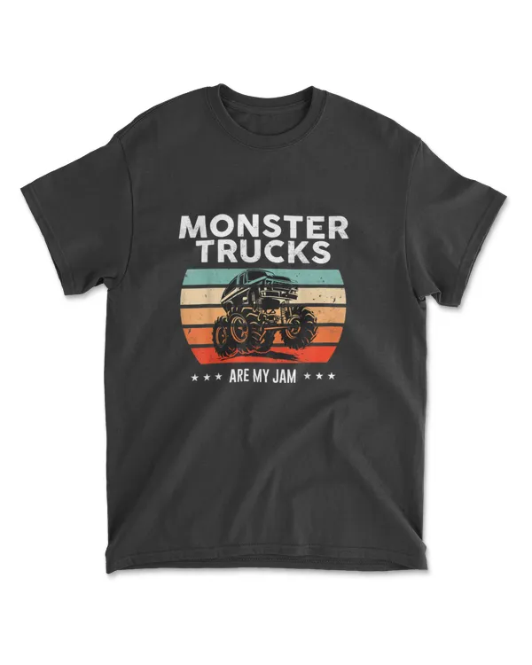 Vintage Monster Truck Are My Jam Retro Sunset Cool Engines T Shirt