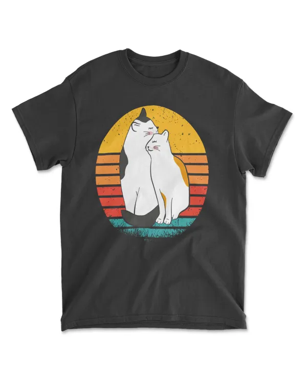 Cat Sunset Colorful Background for T-Shirt 8