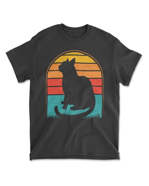 Retro Vintage Sunset Cat Vector 7