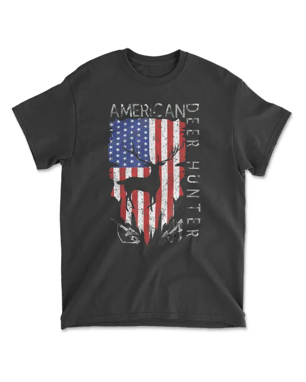 American Flag Deer Hunting - Gifts For Hunters Distressed US