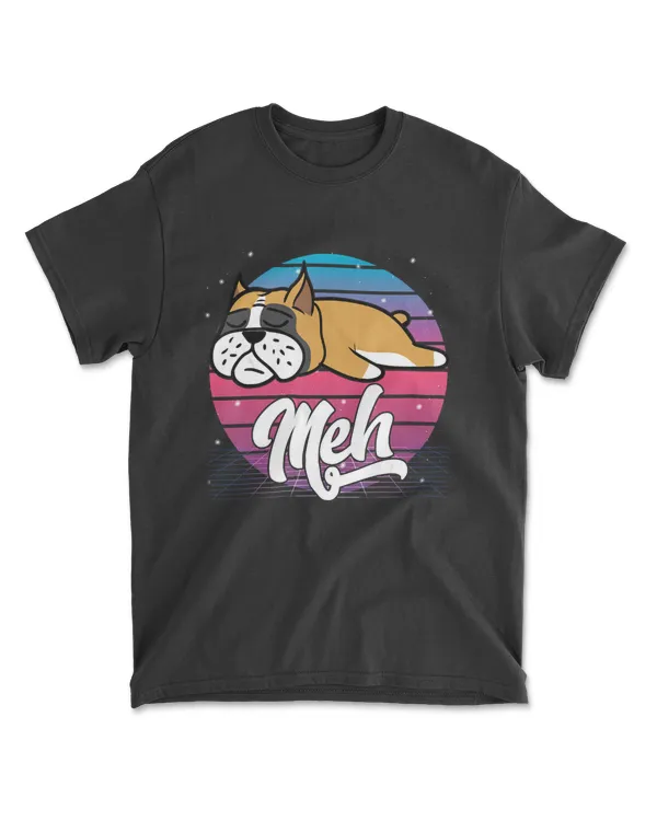 Aesthetic Vaporwave Japanese Otaku Meme Meh Boxer Dog Gift T-Shirt