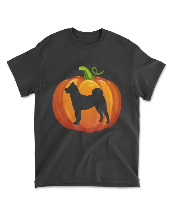 Akita Carved In Pumpkin Dog Owner Halloween T-Shirt