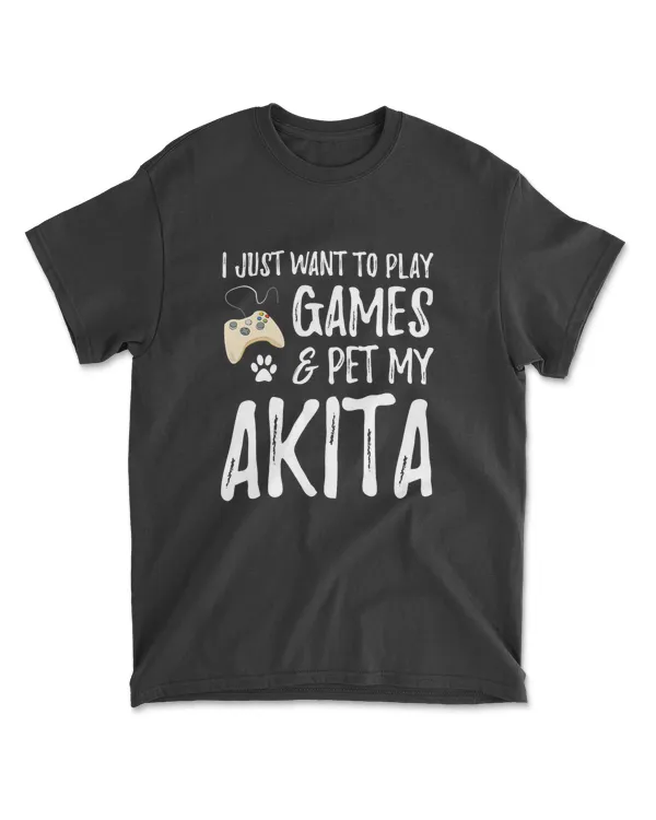 Akita Dog Lover Gamer Shirt Funny Dog Mom Gift Idea T-Shirt