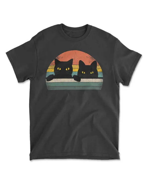 Black Cat Vintage Retro Style - Cats Lover Gift T-Shirt