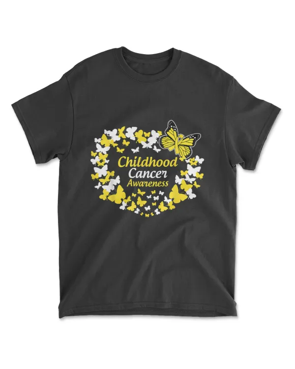 butterfly childhood cancer warrior with gold ribbon T-Shirt