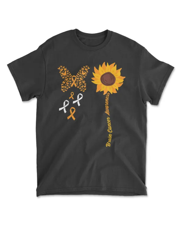 Butterfly Sunflower Brain Cancer Awareness Chemo Warrior T-Shirt