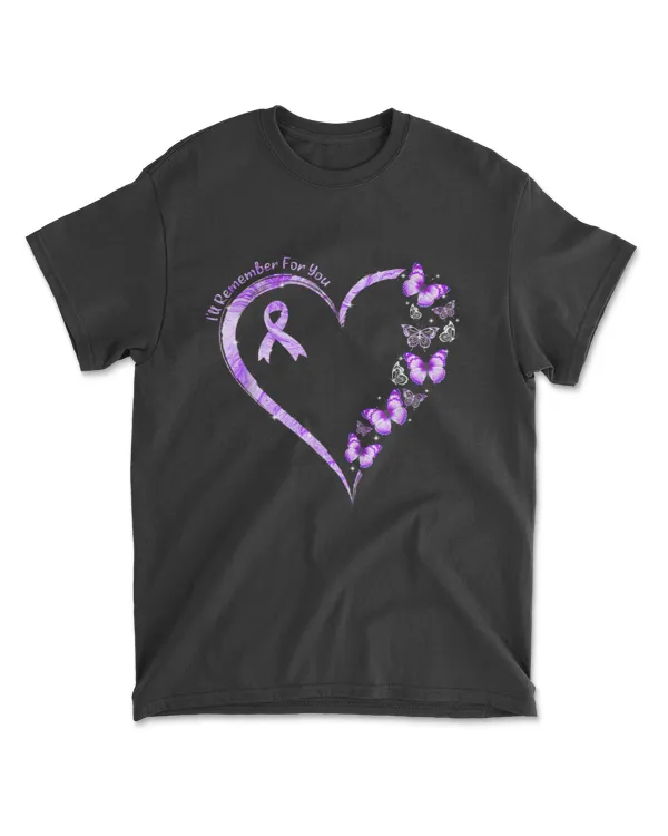 I'll Remember For You Purple Butterfly Alzheimer's Awareness T-Shirt