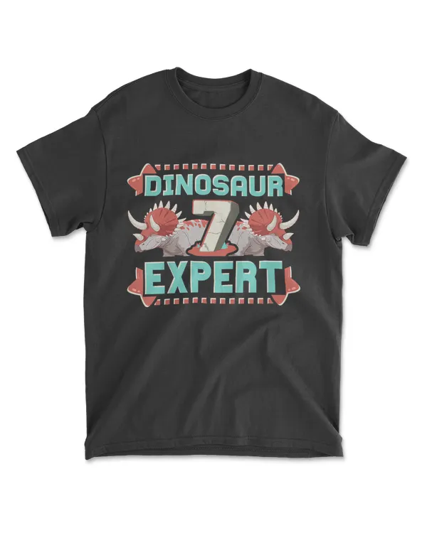 Kids Kids Dinosaur Expert 7th Birthday T-Shirt