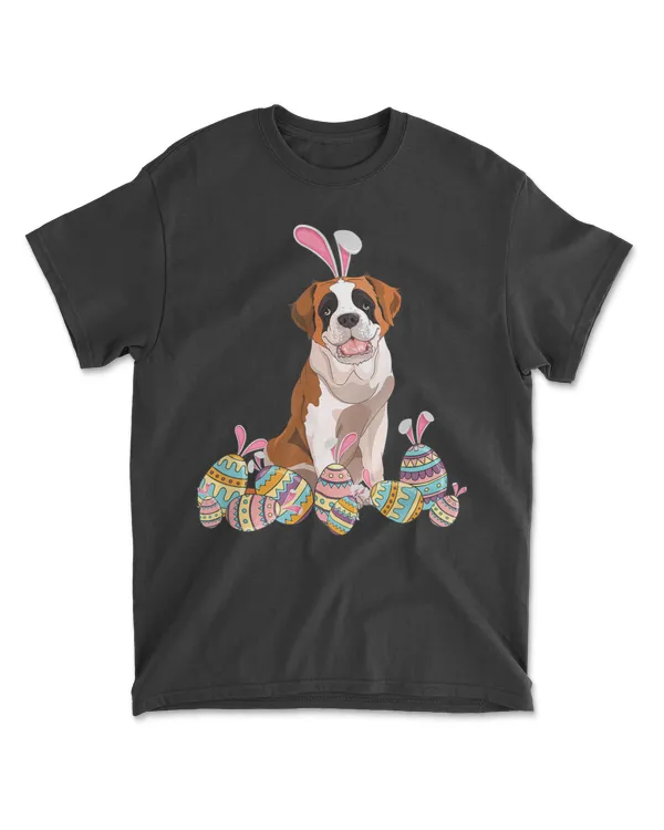 Saint Bernard Dog Easter Eggs Happy Easter Day T-Shirt