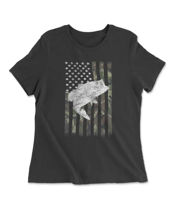 Bass Fishing American Camo USA Flag for Fisherman