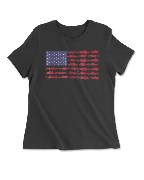 Vintage USA Fish American Flag Shirt Fishing Gifts