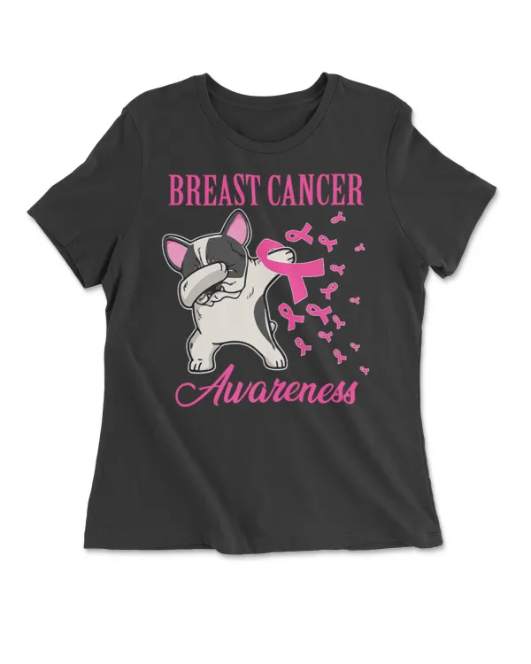 Dabbing French Bulldog Breast Cancer Awareness Pink Ribbon Premium T Shirt