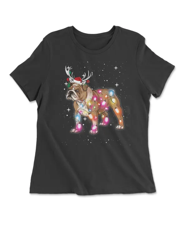 English Bulldog Christmas Lights Pajama Funny Dog T Shirt