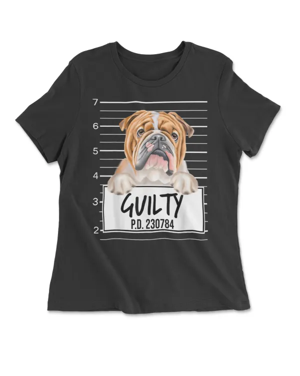 Funny Bulldog Mugshot Guilty Dog T Shirt