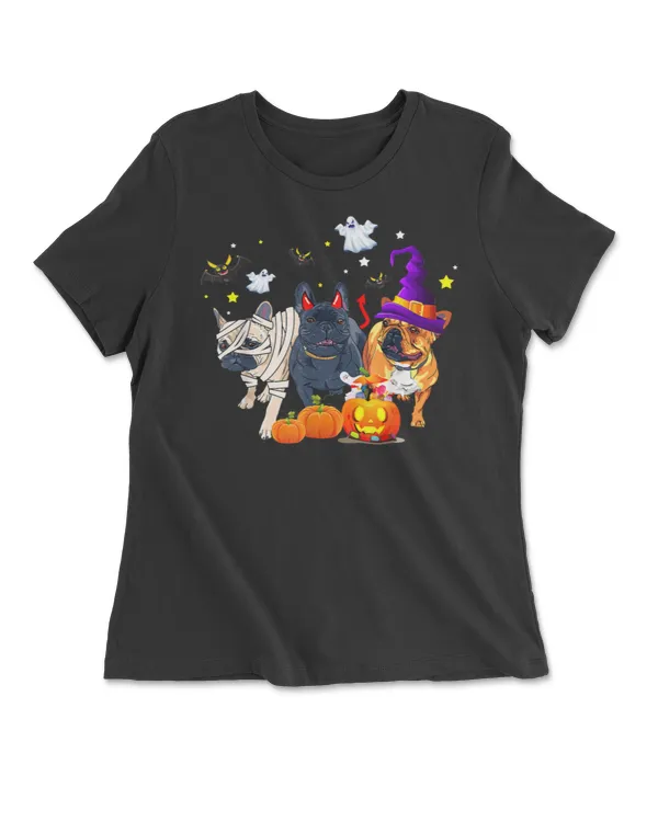 Halloween French Bulldog Witch Spooky Gift T Shirt