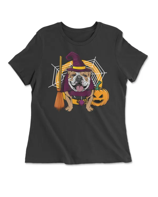 Halloween Outfit Witch Bulldog Dog Costume For Spooky Funny T Shirt