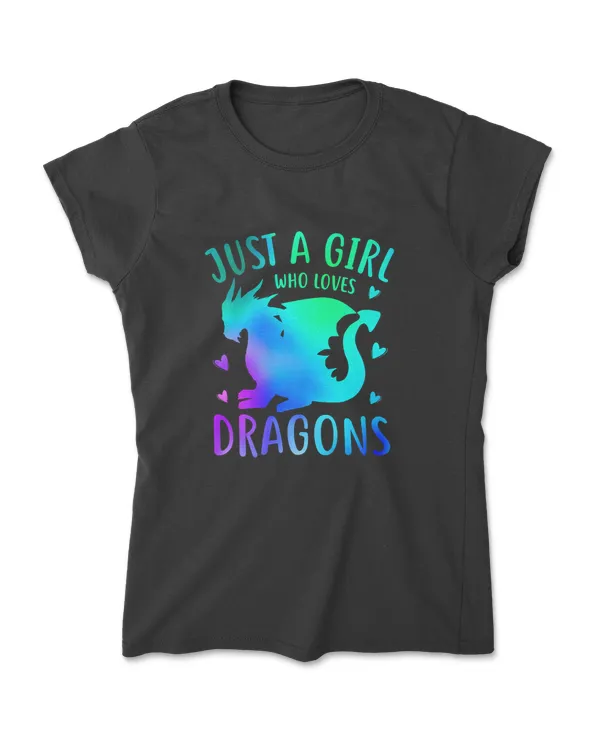 Cute Just A Girl Who Loves Dragons Women and Girls Premium T-Shirt