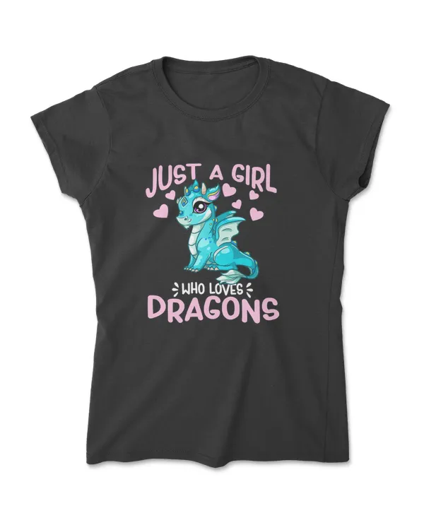 Just A Girl Who Loves Dragons Cute Anime Kawaii Dragon Gift T-Shirt