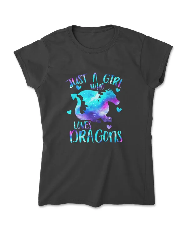 Just A Girl Who Loves Dragons Galaxy Space Dragon Cute Girls T-Shirt
