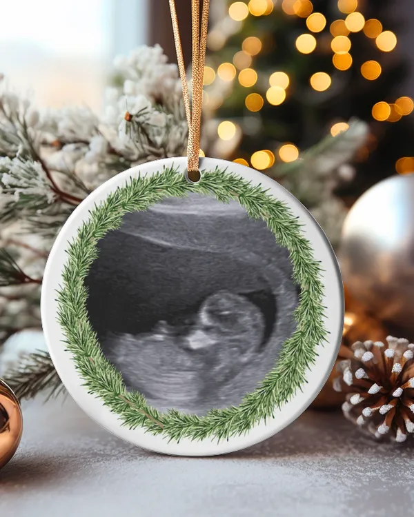Personalized Pregnancy Announcement Christmas Ornament with Ultrasound Picture 2023