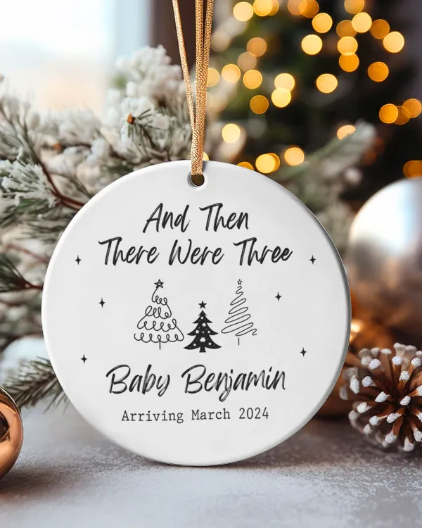 Personalized Pregnancy Announcement Christmas Ornament with Due Date and Baby Name