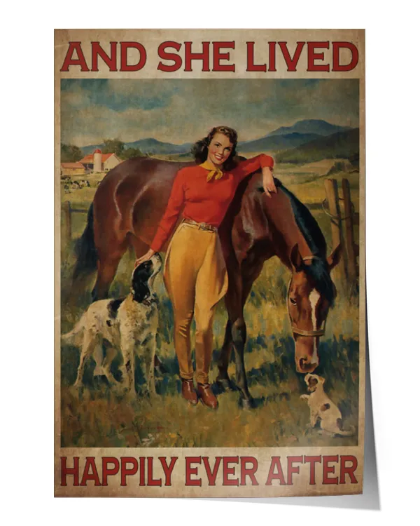 home decor poster girl and horse live happily poster ideal gift