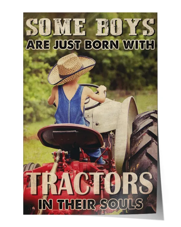 home decor wall posters Boy Born With Tractor vertical poster ideal gift