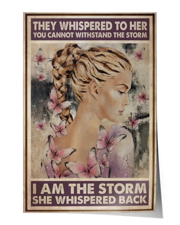 home decor wall posters pink girl butterfly they whisper i am storm vertical poster ideal gift
